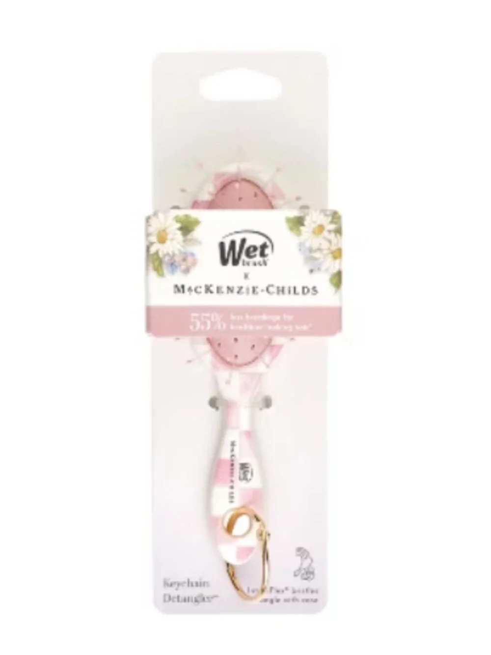 Wet Brush x MacKenzie-Childs Pink Floral Mini Detangler Keychain - NWT